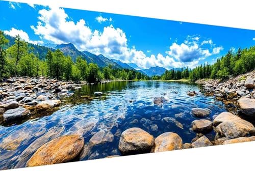 Fluss Malen Nach Zahlen Erwachsene Rahmenlos Wolke Malen Nach Zahlen XXL 100x200cm Paint by Numbers Adult mit Acrylfarben Set und 4 Pinsel Ölgemälde Leinwand Bastelset Heimdekoration Geschenke -38hZ von Zgcoyeo