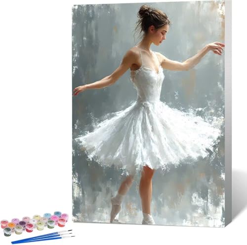 Frau Malen Nach Zahlen Ballett Malen Nach Zahlen Erwachsene Rahmenlos Paint by Numbers Kit, DIY Malen Nach Zahlen Kinder mit Pinseln und Acrylfarben, für Geschenke und Heimdekoration 100x135 cm 7-E von Zgcoyeo