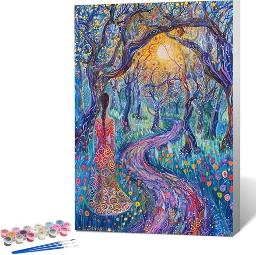 Frau Malen Nach Zahlen Baum Malen Nach Zahlen Erwachsene Rahmenlos Paint by Numbers Kit, DIY Malen Nach Zahlen Kinder mit Pinseln und Acrylfarben, für Geschenke und Heimdekoration 100x135 cm X-G von Zgcoyeo