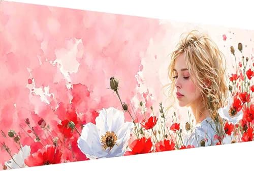 Frau Malen Nach Zahlen Blume Malen Nach Zahlen Erwachsene Rahmenlos Paint by Numbers, mit Pinseln und Acrylfarben Leinwand Kits Paint by Numbers Adult für Geschenke und Home Haus Deko 100x200cm -15H von Zgcoyeo