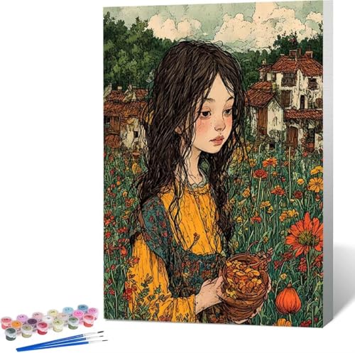 Frau Malen Nach Zahlen Blume Malen Nach Zahlen Erwachsene Rahmenlos Paint by Numbers Kit, DIY Malen Nach Zahlen Kinder mit Pinseln und Acrylfarben, für Geschenke und Heimdekoration 100x135 cm 2-N von Zgcoyeo