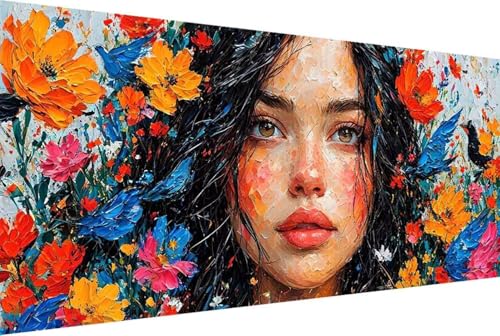 Frau Malen Nach Zahlen Erwachsene Rahmenlos Blume Malen Nach Zahlen Klein 30x60cm Paint by Numbers Adult mit Acrylfarben Set und 4 Pinsel Ölgemälde Leinwand Bastelset Heimdekoration Geschenke -32hD von Zgcoyeo