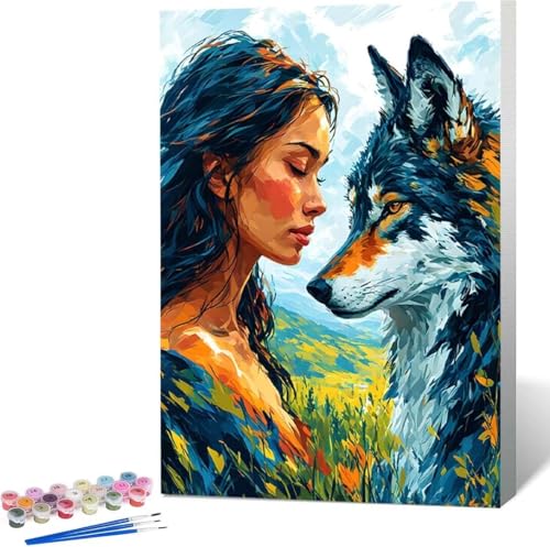 Frau Malen Nach Zahlen Tier Malen Nach Zahlen Erwachsene Rahmenlos Paint by Numbers Kit, DIY Malen Nach Zahlen Kinder mit Pinseln und Acrylfarben Painting, Geschenke und Heimdekoration 40x50 cm W-D von Zgcoyeo