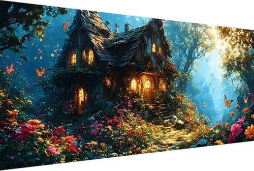 Haus Malen Nach Zahlen Erwachsene Gerahmt Blume Malen Nach Zahlen Klein 30x60cm Paint by Numbers Adult mit Acrylfarben Set und 4 Pinsel Ölgemälde Leinwand Bastelset Geschenke und Heimdekoration -36kE von Zgcoyeo