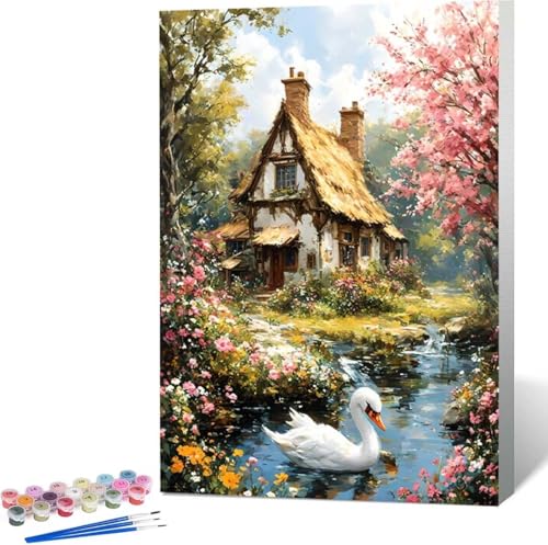 Haus Malen Nach Zahlen Tier Malen Nach Zahlen Erwachsene Rahmenlos Paint by Numbers Kit, DIY Malen Nach Zahlen Kinder mit Pinseln und Acrylfarben, für Geschenke und Heimdekoration 100x135 cm 2-8 von Zgcoyeo