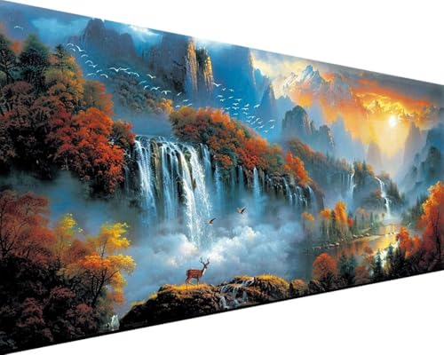 Herbst Diamond Painting Set, 5D Diamond Painting Landschaft Daiments Painting Erwachsene Groß 100x200cm, Quadrat Diamond Art Painting Kinder Stickerei Kreuzstich Paintings, Wand Zimmer Deko 6-E-K von Zgcoyeo