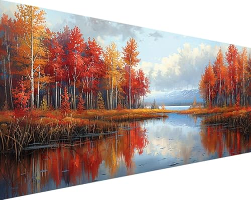 Herbst Diamond Painting Set, 5D Diamond Painting Landschaft Daiments Painting Erwachsene Groß 80x160cm, Quadrat Diamond Art Painting Kinder Stickerei Kreuzstich Set, Wandzimmer Deko Aesthetic U-1-8 von Zgcoyeo