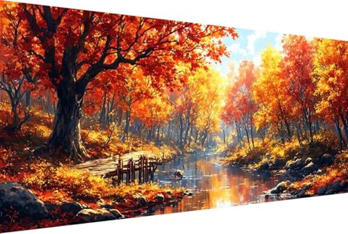 Herbst Malen Nach Zahlen Landschaft Malen Nach Zahlen Erwachsene Gerahmt Paint by Numbers, mit Pinseln und Acrylfarben Leinwand Art Kits Paint by Numbers Adult Home Haus Deko Geschenke 100x200cm -7r9 von Zgcoyeo