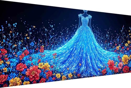 Hochzeitskleid Malen Nach Zahlen Erwachsene Rahmenlos Blume Malen Nach Zahlen XXL 100x200cm Paint by Numbers Adult mit Acrylfarben Set und 4 Pinsel Ölgemälde Leinwand Bastelset Heimdekoration -31h2 von Zgcoyeo