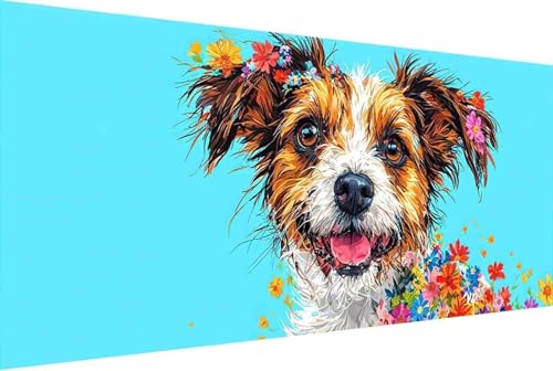 Hund Malen Nach Zahlen Erwachsene Gerahmt Blume Malen Nach Zahlen Klein 30x60cm Paint by Numbers Adult mit Acrylfarben Set und 4 Pinsel Ölgemälde Leinwand Bastelset Geschenke und Heimdekoration -80rJ von Zgcoyeo