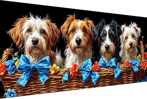 Hund Malen Nach Zahlen Erwachsene Rahmenlos Tier Malen Nach Zahlen Klein 30x60cm Paint by Numbers Adult mit Acrylfarben Set und 4 Pinsel Ölgemälde Leinwand Bastelset Geschenke und Heimdekoration -11rW von Zgcoyeo