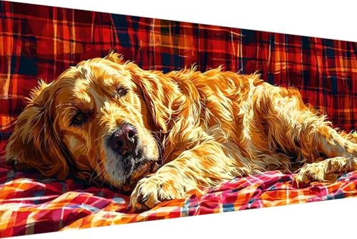 Hund Malen Nach Zahlen Tier Malen Nach Zahlen Erwachsene Gerahmt Paint by Numbers, mit Pinseln und Acrylfarben Leinwand Art Kits Paint by Numbers Adult für Geschenke und Home Haus Deko 50x100cm -34k0 von Zgcoyeo