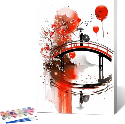 Japan Malen Nach Zahlen Japanische Frau Malen Nach Zahlen Erwachsene Rahmenlos Paint by Numbers Kit, DIY Malen Nach Zahlen Kinder mit Pinseln und Acrylfarben, Heimdekoration Geschenke 100x135 cm 5-4 von Zgcoyeo