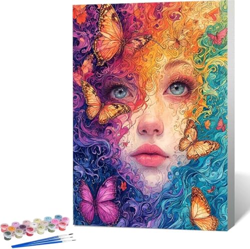 Karikatur Malen Nach Zahlen Schmetterling Malen Nach Zahlen Erwachsene Rahmenlos Paint by Numbers Kit, DIY Malen Nach Zahlen Kinder mit Pinseln und Acrylfarben, Heimdekoration Geschenke 100x135 cm K-P von Zgcoyeo