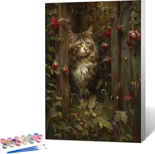 Katze Malen Nach Zahlen Blume Malen Nach Zahlen Erwachsene Rahmenlos Paint by Numbers Kit, DIY Malen Nach Zahlen Kinder mit Pinseln und Acrylfarben, für Geschenke und Heimdekoration 100x135 cm 0-S von Zgcoyeo