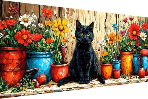 Katze Malen Nach Zahlen Erwachsene Rahmenlos Blume Malen Nach Zahlen Klein 30x60cm Paint by Numbers Adult mit Acrylfarben Set und 4 Pinsel Ölgemälde Leinwand Bastelset Heimdekoration Geschenke -48yM von Zgcoyeo