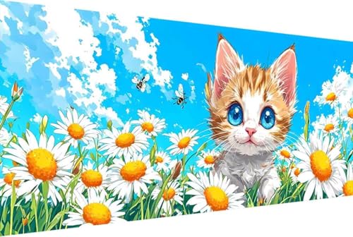 Katze Malen Nach Zahlen Erwachsene Rahmenlos Blume Malen Nach Zahlen Klein 30x60cm Paint by Numbers Adult mit Acrylfarben Set und 4 Pinsel Ölgemälde Leinwand Bastelset Heimdekoration Geschenke -9hG von Zgcoyeo