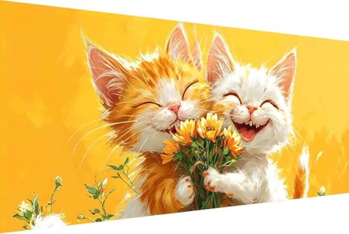 Katze Malen Nach Zahlen Tier Malen Nach Zahlen Erwachsene Rahmenlos Paint by Numbers, mit Pinseln und Acrylfarben Leinwand Kits Paint by Numbers Adult für Geschenke und Home Haus Deko 30x60cm -33k9 von Zgcoyeo