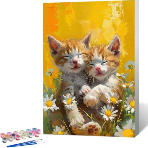 Katze Malen Nach Zahlen Tier Malen Nach Zahlen Erwachsene Rahmenlos Paint by Numbers Kit, DIY Malen Nach Zahlen Kinder mit Pinseln und Acrylfarben, für Geschenke und Heimdekoration 100x135 cm O-6 von Zgcoyeo