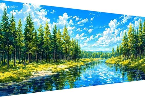 Landschaft Malen Nach Zahlen Baum Malen Nach Zahlen Erwachsene Gerahmt Paint by Numbers, mit Pinseln und Acrylfarben Leinwand Art Kits Paint by Numbers Adult Home Haus Deko Geschenke 100x200cm -265G von Zgcoyeo