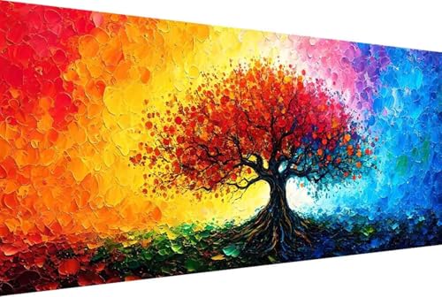 Landschaft Malen Nach Zahlen Baum Malen Nach Zahlen Erwachsene Gerahmt Paint by Numbers, mit Pinseln und Acrylfarben Leinwand Art Kits Paint by Numbers Adult Home Haus Deko Geschenke 100x200cm -28hU von Zgcoyeo