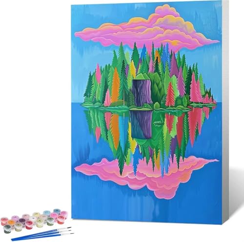 Landschaft Malen Nach Zahlen Baum Malen Nach Zahlen Erwachsene Rahmenlos Paint by Numbers Kit, DIY Malen Nach Zahlen Kinder mit Pinseln und Acrylfarben, für Geschenke und Heimdekoration 100x135 cm 3-T von Zgcoyeo