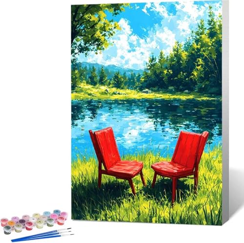 Landschaft Malen Nach Zahlen Baum Malen Nach Zahlen Erwachsene Rahmenlos Paint by Numbers Kit, DIY Malen Nach Zahlen Kinder mit Pinseln und Acrylfarben, für Geschenke und Heimdekoration 100x135 cm C-3 von Zgcoyeo