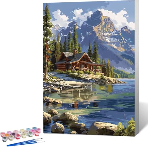 Landschaft Malen Nach Zahlen Berg Malen Nach Zahlen Erwachsene Rahmenlos Paint by Numbers Kit, DIY Malen Nach Zahlen Kinder mit Pinseln und Acrylfarben, für Geschenke und Heimdekoration 100x135 cm Q-U von Zgcoyeo