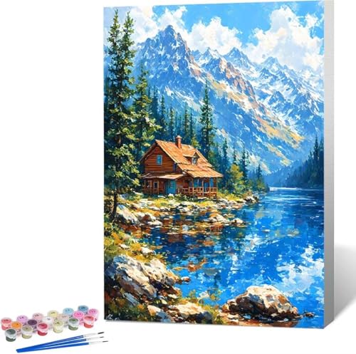 Landschaft Malen Nach Zahlen Berg Malen Nach Zahlen Erwachsene Rahmenlos Paint by Numbers Kit, DIY Malen Nach Zahlen Kinder mit Pinseln und Acrylfarben, für Geschenke und Heimdekoration 100x135 cm R-U von Zgcoyeo