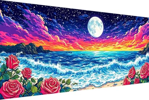 Landschaft Malen Nach Zahlen Blume Malen Nach Zahlen Erwachsene Gerahmt Paint by Numbers, mit Pinseln und Acrylfarben Leinwand Art Kits Paint by Numbers Adult Home Haus Deko Geschenke 80x160cm -7154 von Zgcoyeo