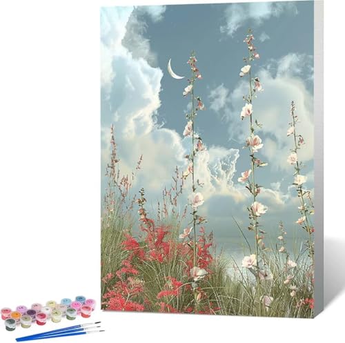 Landschaft Malen Nach Zahlen Blume Malen Nach Zahlen Erwachsene Rahmenlos Paint by Numbers Kit, DIY Malen Nach Zahlen Kinder mit Pinseln und Acrylfarben, Geschenke und Heimdekoration 100x135 cm L-1 von Zgcoyeo