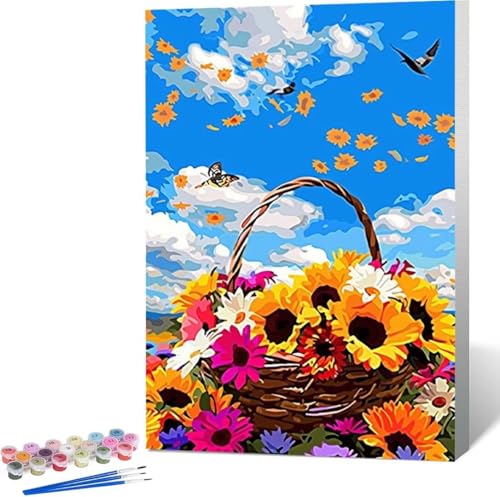 Landschaft Malen Nach Zahlen Blume Malen Nach Zahlen Erwachsene Rahmenlos Paint by Numbers Kit, DIY Malen Nach Zahlen Kinder mit Pinseln und Acrylfarben, Geschenke und Heimdekoration 100x135 cm L-7 von Zgcoyeo