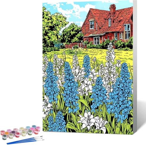 Landschaft Malen Nach Zahlen Blume Malen Nach Zahlen Erwachsene Rahmenlos Paint by Numbers Kit, DIY Malen Nach Zahlen Kinder mit Pinseln und Acrylfarben, Geschenke und Heimdekoration 100x135 cm O-4 von Zgcoyeo