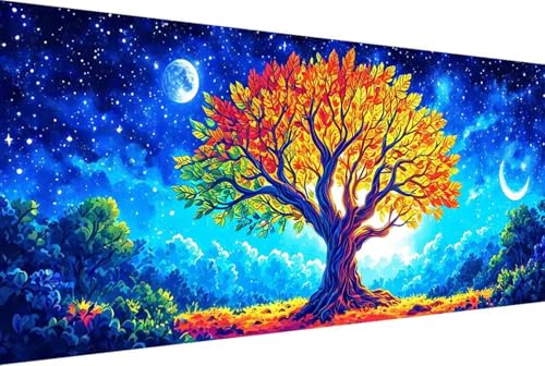 Landschaft Malen Nach Zahlen Erwachsene Gerahmt Baum Malen Nach Zahlen XXL 100x200cm Paint by Numbers Adult mit Acrylfarben Set und 4 Pinsel Ölgemälde Leinwand Bastelset Heimdekoration Geschenke -2rR von Zgcoyeo