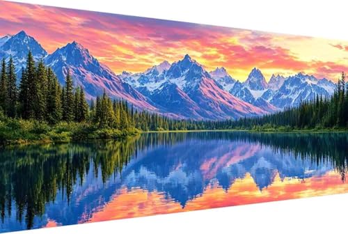 Landschaft Malen Nach Zahlen Erwachsene Gerahmt Berg Malen Nach Zahlen XXL 100x200cm Paint by Numbers Adult mit Acrylfarben Set und 4 Pinsel Ölgemälde Leinwand Bastelset Heimdekoration Geschenke -3hV von Zgcoyeo