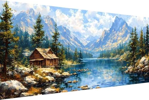 Landschaft Malen Nach Zahlen Erwachsene Gerahmt Berg Malen Nach Zahlen XXL 50x100cm Paint by Numbers Adult mit Acrylfarben Set und 4 Pinsel Ölgemälde Leinwand Bastelset Heimdekoration Geschenke -24y3 von Zgcoyeo