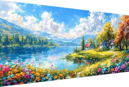 Landschaft Malen Nach Zahlen Erwachsene Gerahmt Blume Malen Nach Zahlen Klein 40x80cm Paint by Numbers Adult mit Acrylfarben Set und 4 Pinsel Ölgemälde Leinwand Bastelset und Heimdekoration -38kM von Zgcoyeo