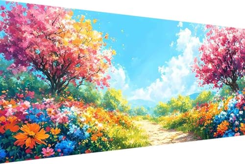 Landschaft Malen Nach Zahlen Erwachsene Gerahmt Blume Malen Nach Zahlen XXL 100x200cm Paint by Numbers Adult mit Acrylfarben Set und 4 Pinsel Ölgemälde Leinwand Bastelset und Heimdekoration -11h4 von Zgcoyeo