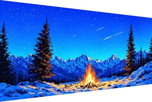 Landschaft Malen Nach Zahlen Erwachsene Gerahmt Feuer Malen Nach Zahlen XXL 100x200cm Paint by Numbers Adult mit Acrylfarben Set und 4 Pinsel Ölgemälde Leinwand Bastelset und Heimdekoration -14k9 von Zgcoyeo