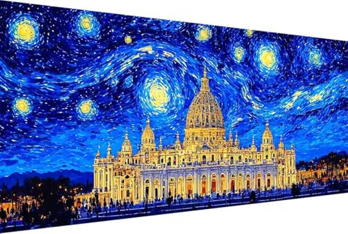 Landschaft Malen Nach Zahlen Erwachsene Gerahmt Sternenhimmel Malen Nach Zahlen XXL 100x200cm Paint by Numbers Adult mit Acrylfarben Set und 4 Pinsel Ölgemälde Leinwand Bastelset Geschenke -32r4 von Zgcoyeo