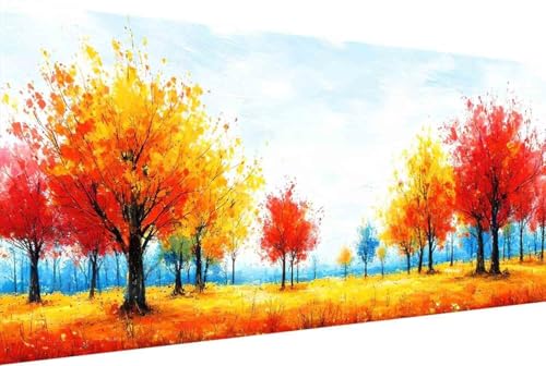 Landschaft Malen Nach Zahlen Erwachsene Rahmenlos Baum Malen Nach Zahlen Klein 30x60cm Paint by Numbers Adult mit Acrylfarben Set und 4 Pinsel Ölgemälde Leinwand Bastelset und Heimdekoration -81rB von Zgcoyeo