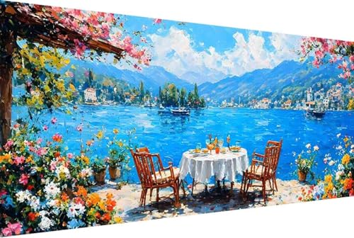 Landschaft Malen Nach Zahlen Erwachsene Rahmenlos Blume Malen Nach Zahlen Klein 30x60cm Paint by Numbers Adult mit Acrylfarben Set und 4 Pinsel Ölgemälde Leinwand Bastelset und Heimdekoration -47hM von Zgcoyeo