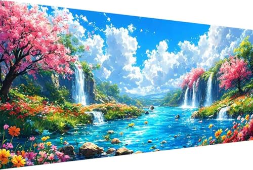 Landschaft Malen Nach Zahlen Fallen Malen Nach Zahlen Erwachsene Rahmenlos Paint by Numbers, mit Pinseln und Acrylfarben Leinwand Art Kits Paint by Numbers Adult Home Haus Deko Geschenke 30x60cm -70rC von Zgcoyeo