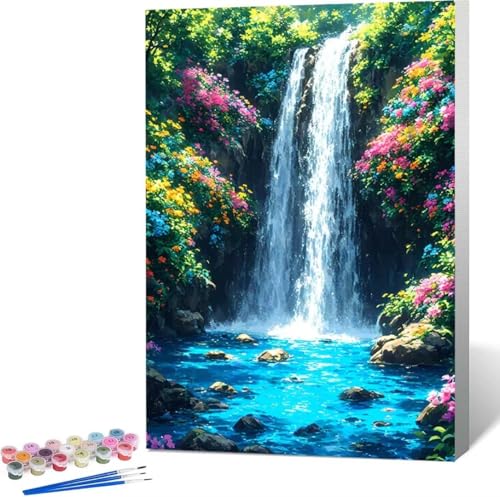 Landschaft Malen Nach Zahlen Fallen Malen Nach Zahlen Erwachsene Rahmenlos Paint by Numbers Kit, DIY Malen Nach Zahlen Kinder mit Pinseln und Acrylfarben, Geschenke und Heimdekoration 100x135 cm 5-2 von Zgcoyeo