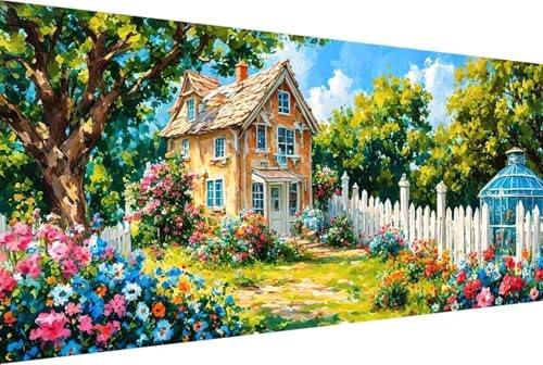 Landschaft Malen Nach Zahlen Haus Malen Nach Zahlen Erwachsene Rahmenlos Paint by Numbers, mit Pinseln und Acrylfarben Leinwand Art Kits Paint by Numbers Adult Home Haus Deko Geschenke 30x60cm -15h4 von Zgcoyeo