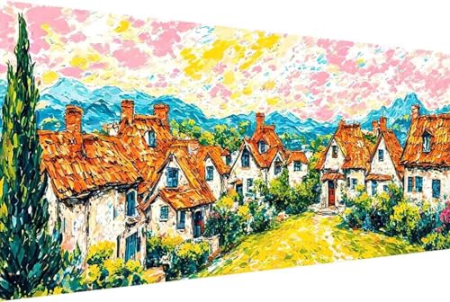 Landschaft Malen Nach Zahlen Haus Malen Nach Zahlen Erwachsene Rahmenlos Paint by Numbers, mit Pinseln und Acrylfarben Leinwand Art Kits Paint by Numbers Adult Home Haus Deko Geschenke 30x60cm -27r0 von Zgcoyeo