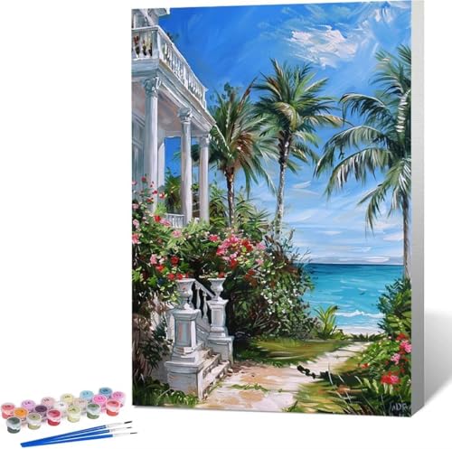 Landschaft Malen Nach Zahlen Meer Malen Nach Zahlen Erwachsene Rahmenlos Paint by Numbers Kit, DIY Malen Nach Zahlen Kinder mit Pinseln und Acrylfarben, für Geschenke und Heimdekoration 100x135 cm 0-9 von Zgcoyeo