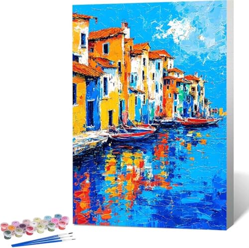 Landschaft Malen Nach Zahlen Meer Malen Nach Zahlen Erwachsene Rahmenlos Paint by Numbers Kit, DIY Malen Nach Zahlen Kinder mit Pinseln und Acrylfarben, für Geschenke und Heimdekoration 70x95 cm 2-Z von Zgcoyeo