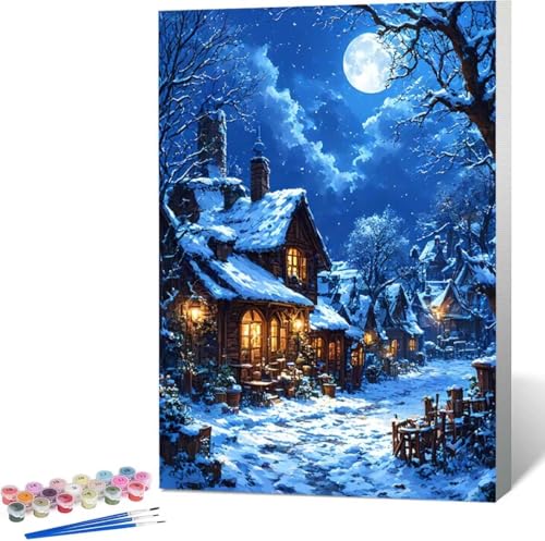 Landschaft Malen Nach Zahlen Mond Malen Nach Zahlen Erwachsene Rahmenlos Paint by Numbers Kit, DIY Malen Nach Zahlen Kinder mit Pinseln und Acrylfarben, für Geschenke und Heimdekoration 100x135 cm 1-P von Zgcoyeo