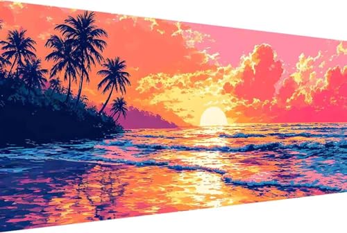 Landschaft Malen Nach Zahlen Sonnenuntergang Malen Nach Zahlen Erwachsene Gerahmt Paint by Numbers, mit Pinseln und Acrylfarben Leinwand Art Kits Paint by Numbers Adult Home Haus Deko 100x200cm -3r8 von Zgcoyeo